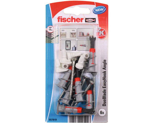 Dibluri Plastic Autoforante Cu Carlig Fischer Duoblade Easyhook 6x44 Mm, 6 Bucati, Pentru Gipscarton