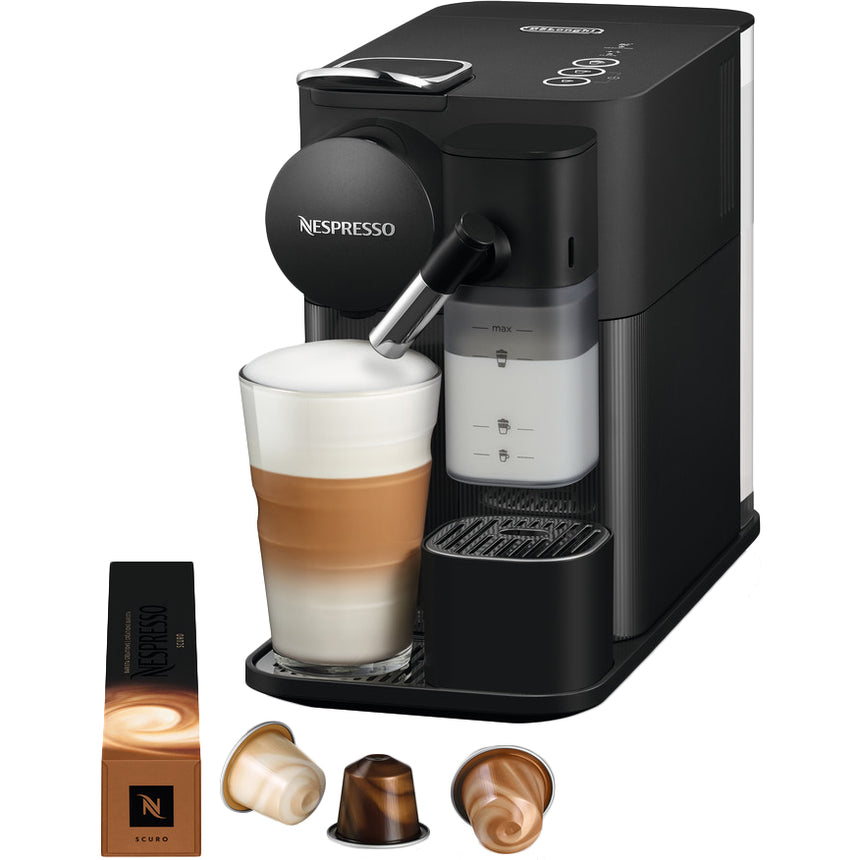 Espressor Nespresso by De'Longhi Lattissima One Evolution EN510.B, 1450 W, 19 bari, Negru, set capsule degustare inclus