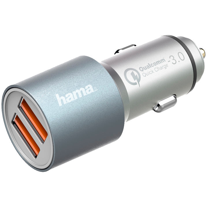 Adaptor incarcare auto USB Hama Qualcomm Quick Charge 3.0, 2x USB, Argintiu