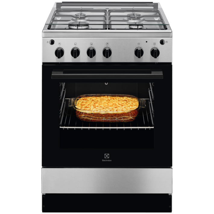Aragaz Electrolux LKG604002X, Gaz, 4 arzatoare, Grill, Autocuratare catalitica, Aprindere electrica, 59 l, 60 cm, Inox antiamprenta