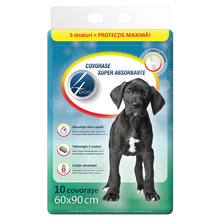 Covoras absorbant 4Dog, 60x90 cm, 10 buc