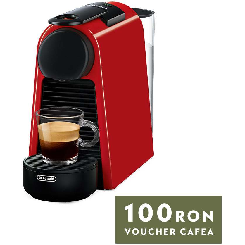 Espressor Nespresso by De'Longhi Essenza Mini Ruby Red, 19 bari, 1260 W, Rosu, set capsule degustare inclus