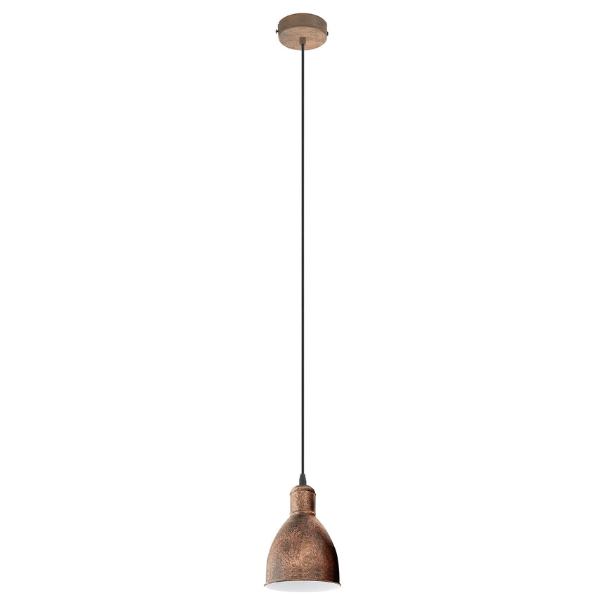Pendul vintage EGLO PRIDDY, E27 1x60W, cupru antichizat, Ø155mm