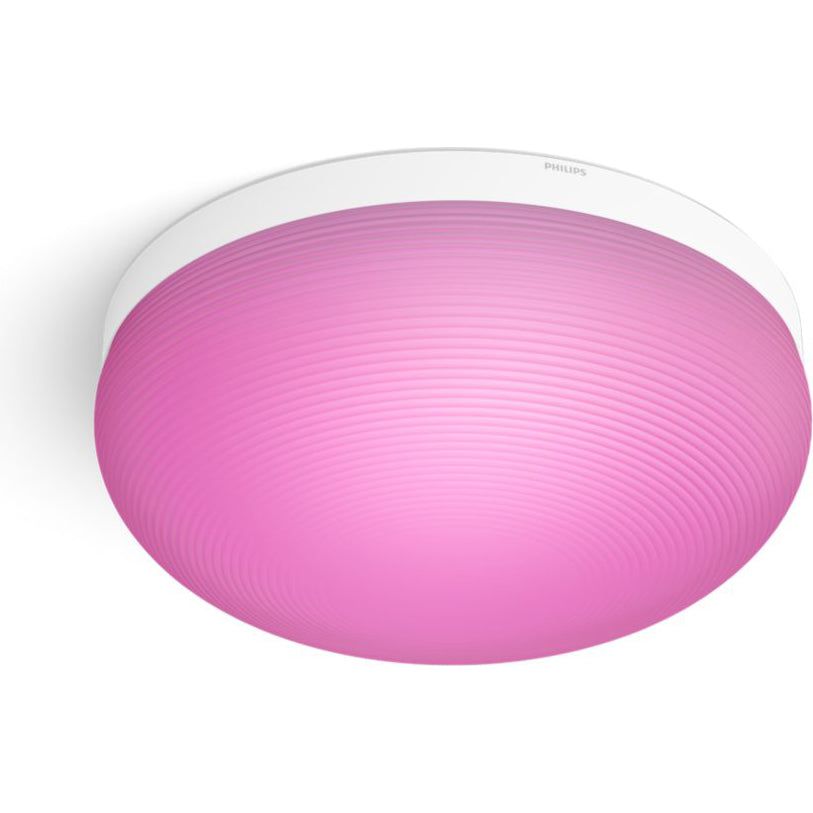 Plafoniera LED RGB inteligenta Philips Hue Flourish, Bluetooth, 32.5W (175W), 2250 lm, lumina alba si colorata, 35.9cm, Sticla, Alb