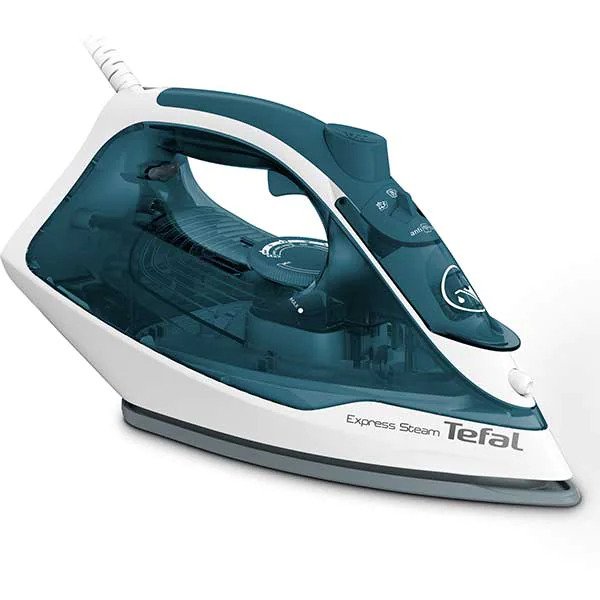 Fier de calcat cu abur, Tefal, FV2839E0 Express, 2400W, 165 g/min, 0-35 g/min, 270 ml, Ceramica, Albastru