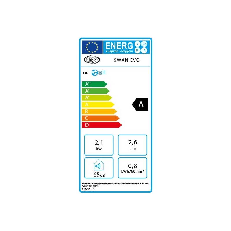 Aparat de aer conditionat mobil Argo Swan, 8000 BTU, Telecomanda, Display, Clasa A, Filtru lavabil, Auto restart, Dezumidificare, Timer, Functia Sleep, Tub evacuare inclus