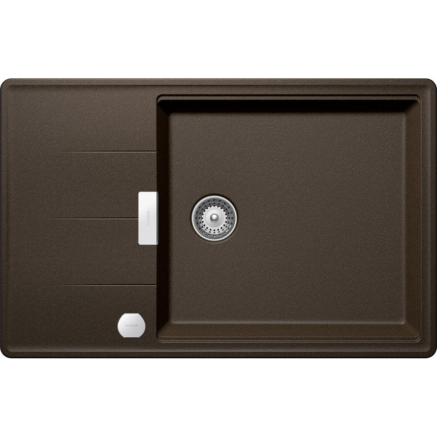 Chiuveta granit Schock Tia D-100LS Bronze Cristadur 780 x 500 mm cu Sifon Automat, adancime cuva 198 mm, reversibila, montare pe blat