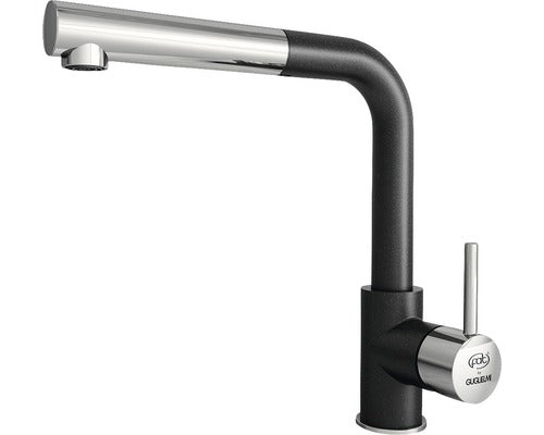 Baterie bucatarie monocomanda cu dus extractibil Impact, cartus cu disc ceramic 40 mm, aerator M24, Fatgranit negru