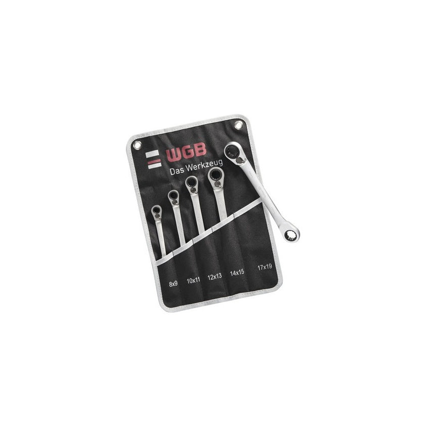 Trusa chei inelare duble cu clichet reversibil WGB 8-19 mm, 5 piese