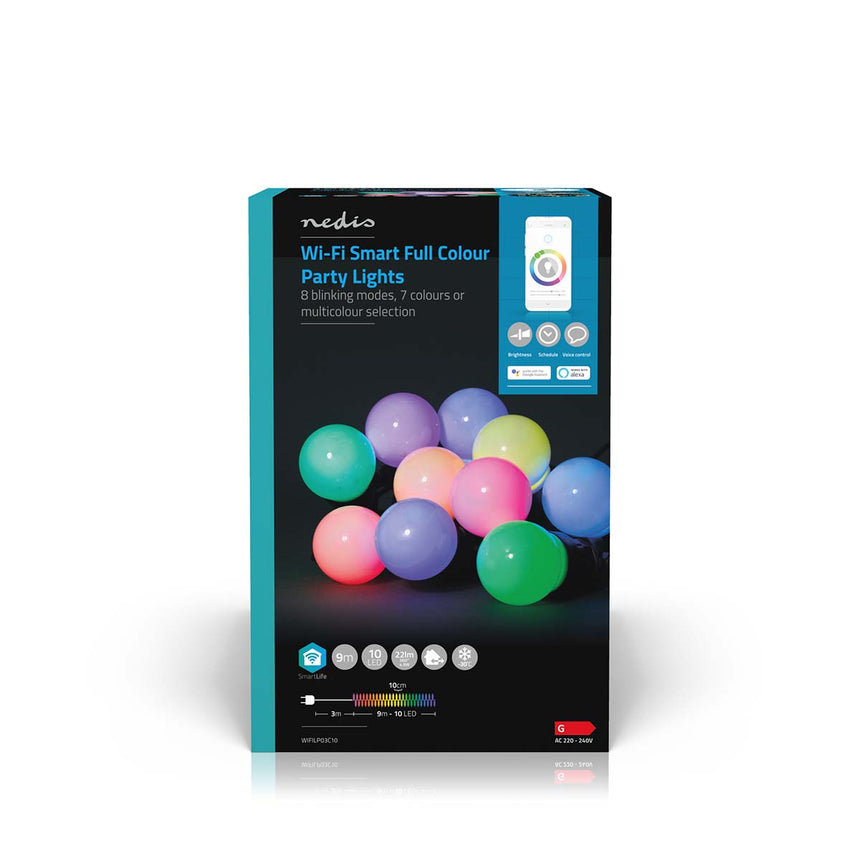 Banda LED inteligenta, Nedis, 10 LED-uri, Wi-Fi, 9 m, Multicolor