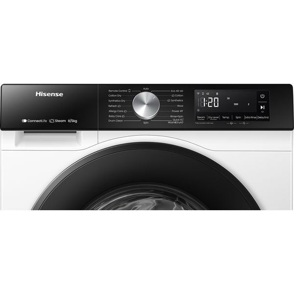 Masina de Spalat Rufe Frontala cu Uscator HISENSE WD3S8043BW3, Steam, 8/5 kg, 1400rpm, Clasa A/D, Wi-Fi, Alb