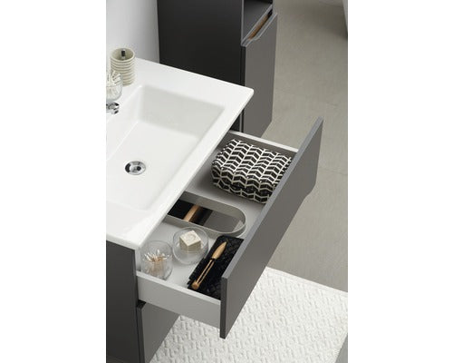Baza Lavoar Baie, Pelipal Capri, 2 Sertare, PAL, 72 cm, Gri Cuart
