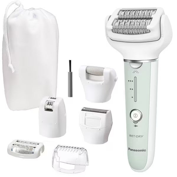 Epilator PANASONIC ES-EY70A-G503, 60 pensete, 3 viteze, 5 accesorii, Wet&Dry, acumulator, verde