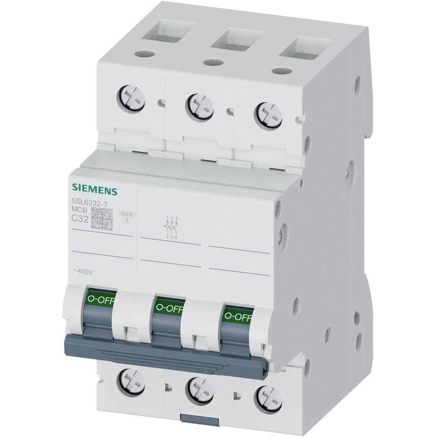Siguranta electrica automata Siemens 5SL6332-7, latime 3 module, 6kA, 3P, caracteristica C, 32A
