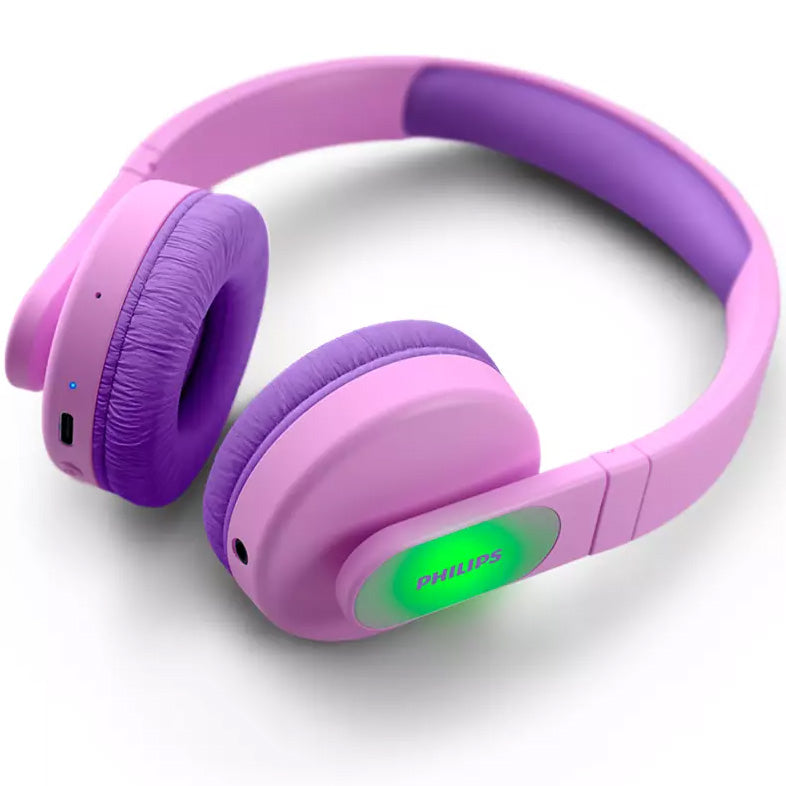 Casti audio over the ear Philips Kids, Lighting, Bluetooth, autonomie 28 ore, roz