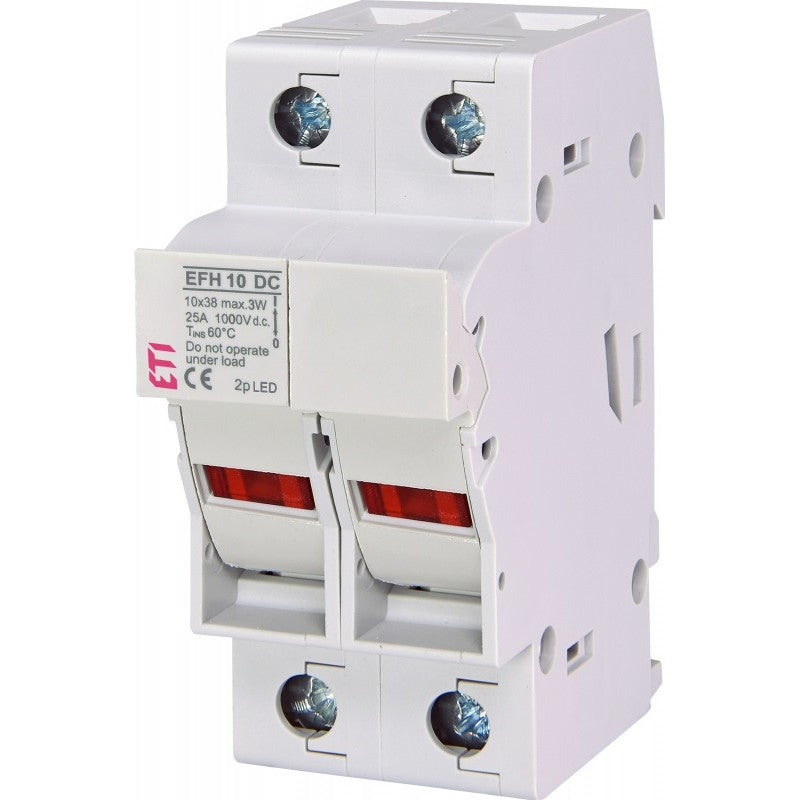 Separator cu fuzibil Eti, EFH 10 DC 10x38mm pentru panouri fotovoltaice 2P 25A LED