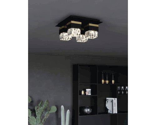 Plafoniera Barrancas E14 Max. 4x40w, Cristal/negru