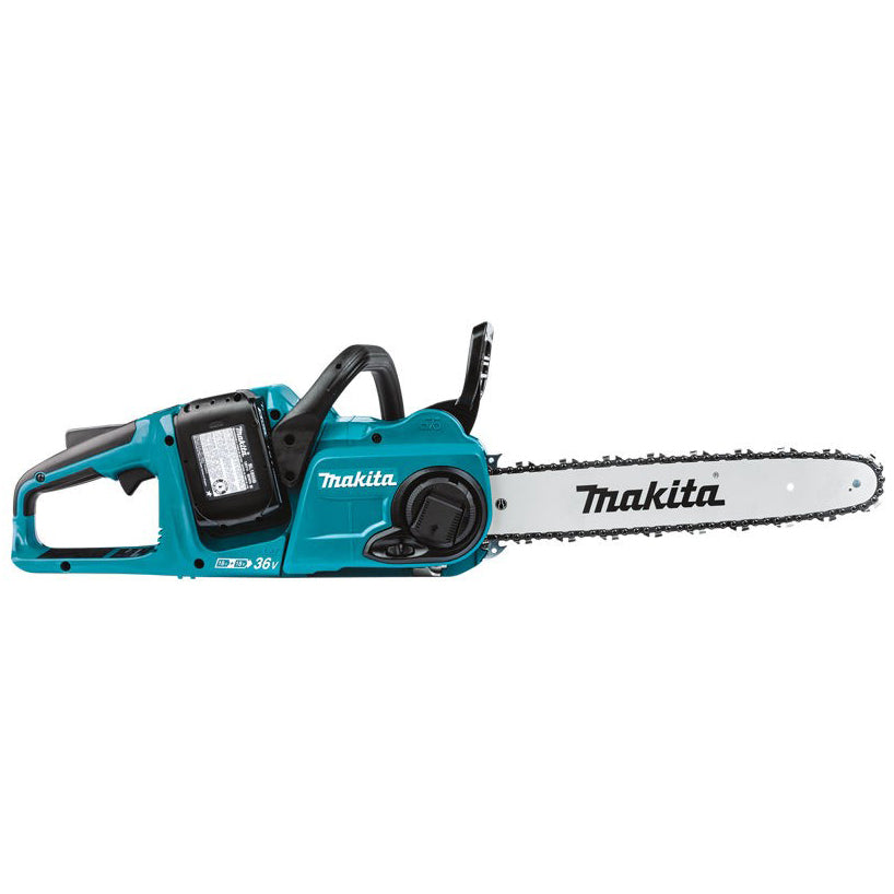 Drujba (fierastrau electric) cu lant pe acumulator Makita DUC353Z,LXT 18 V,lungime lama 35 cm,pas lant 3/8,viteza lant 20 m/s,motor fara perii,nu contine acumulator si incarcator in setul de livrare