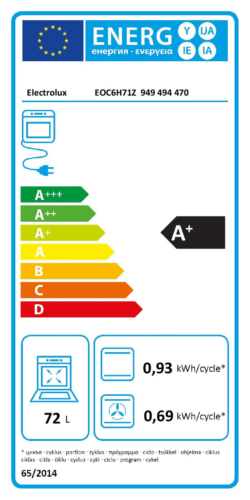 Cuptor incorporabil ELECTROLUX SteamCrisp EOC6H71Z, Electric, Gatire cu abur, 72 l, Clasa A+, Negru