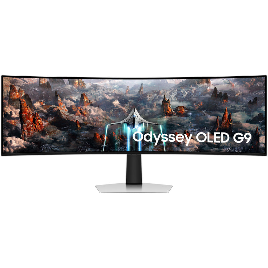 Monitor Gaming Curbat OLED Samsung Odyssey G9 49", DualQHD (5120 x 1440), 240Hz, 0.03ms, AMD FreeSync™ Premium Pro, NVIDIA G-Sync™, Boxe 5W x2, Picture-by-Picture, Hub USB, HDMI, Micro HDMI, Display Port, USB, VESA, Pivot, argintiu
