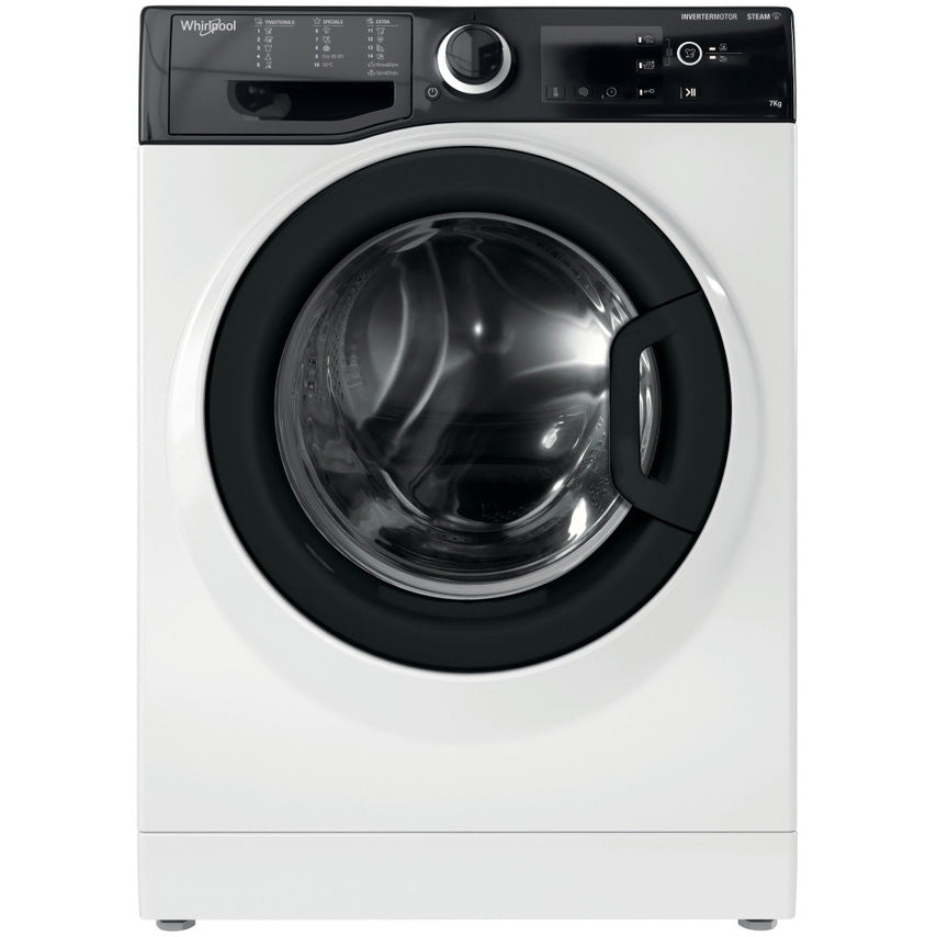 Masina de spalat rufe Slim Whirlpool WRSB7259BBEU, 7 kg, 1200 RPM, Clasa B, Motor Inverter, Display Big digital, Negru