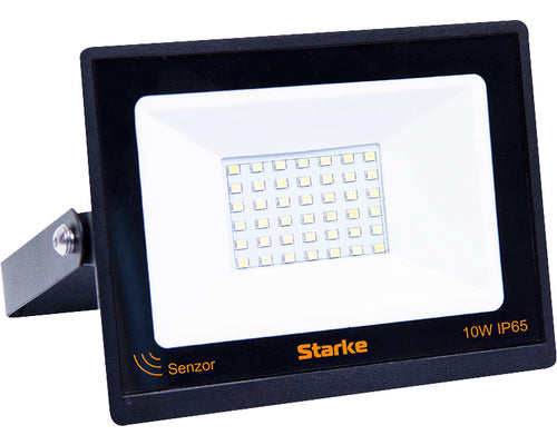 Proiector Led Exterior Starke 10w 900 Lumeni Ip65, Senzor De Miscare, Lumina Rece, Negru