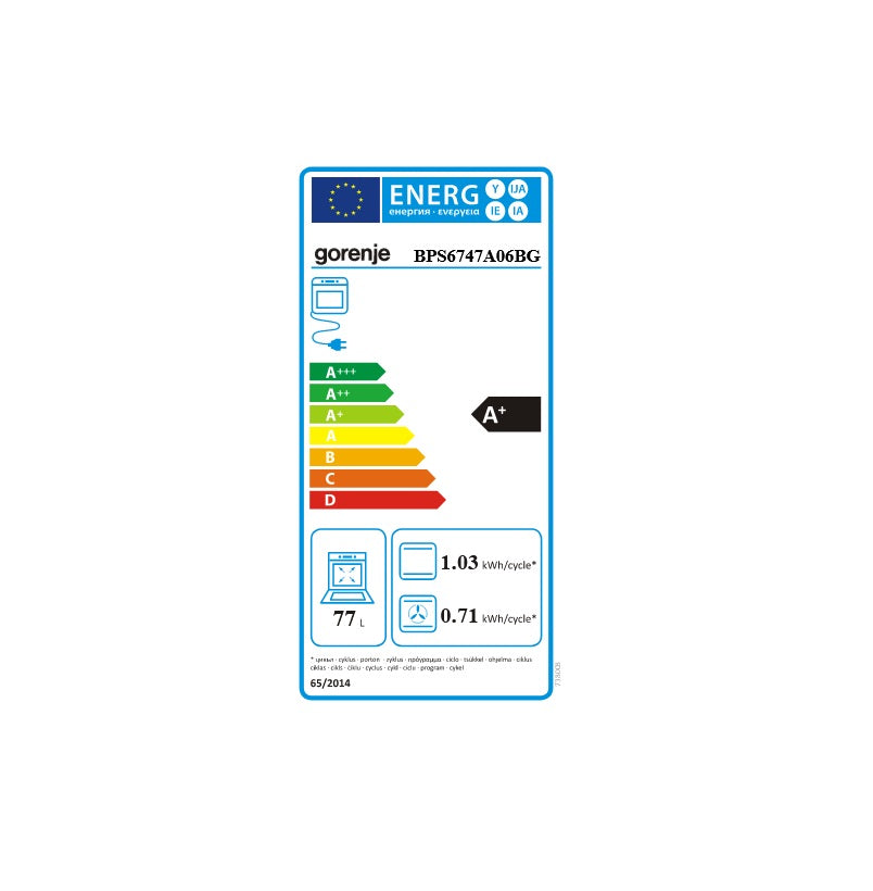 Cuptor Incorporabil GORENJE BPS6747A06BG, Electric, Autocuratare Catalitica, 77 l, Clasa A+, Negru
