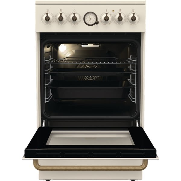 Aragaz cu baza ceramica, Gorenje, 70L, 4 arzatoare pe gaz, clasa energetica D, Bej