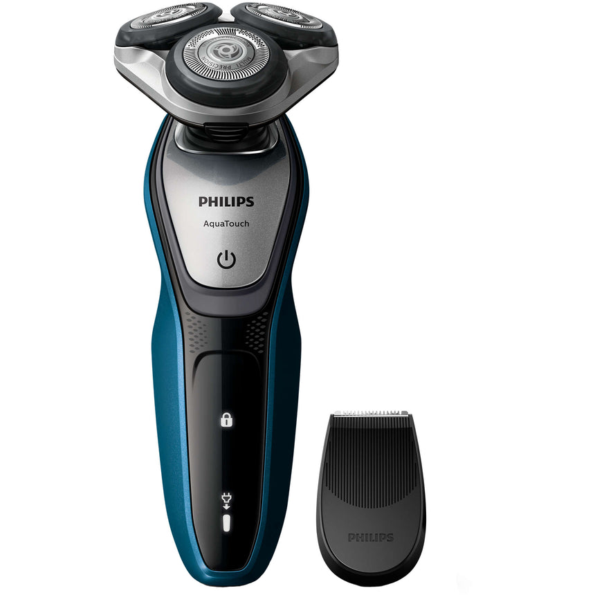 Aparat de ras Philips S5420/06, lame MultiPrecision, umed si uscat, LED, accesoriu tuns, Negru