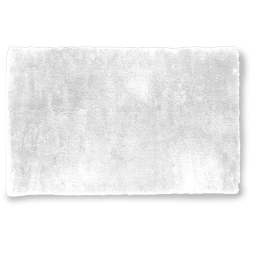 Covoras baie pufos antiderapant, Frandis, poliester/TPR, 50X80 cm, happy alb