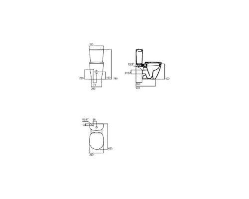 Vas WC IDEAL Connect pentru combinare, montaj pe pardoseala, evacuare orizontala, alb