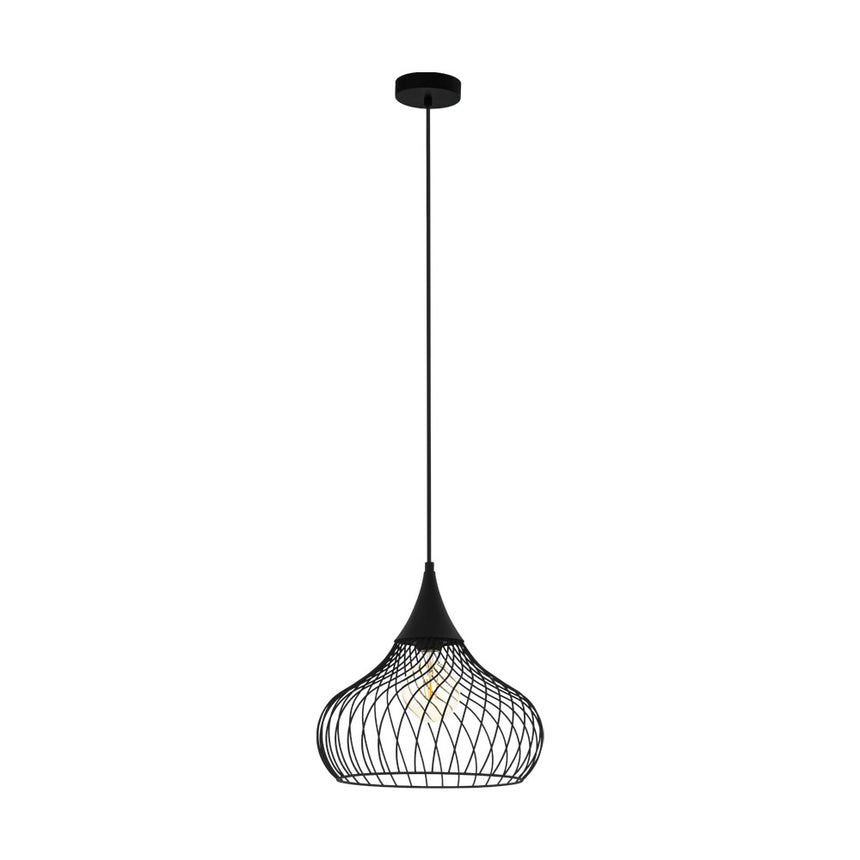 Pendul vintage STAVERTON, EGLO, E27, 1x60W, otel, negru, 110 x 36.5 cm, inaltime reglabila