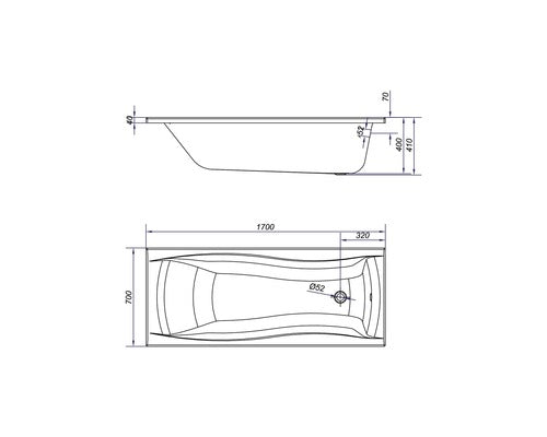 Cada de Baie Cersanit Profea din Plastic ABS, 170x70 cm, Alb