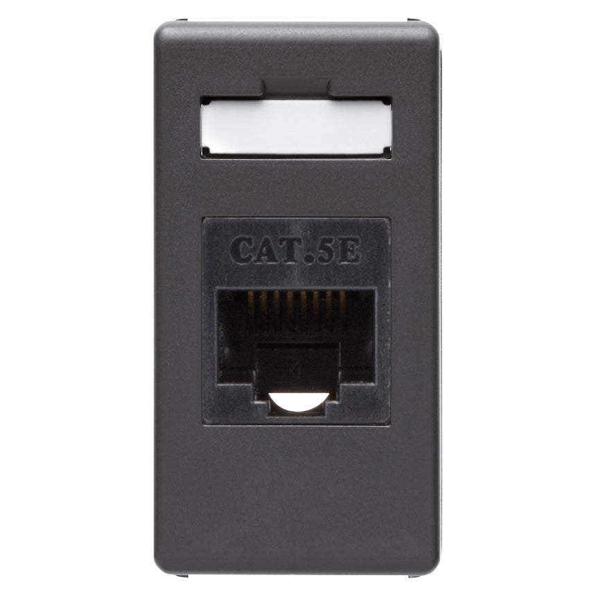 Priza date Gewiss System, RJ45 cat. 5E, incastrata, modulara - 1 modul, negru