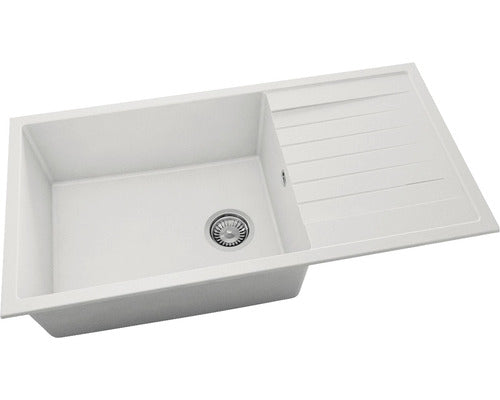 Chiuveta Bucatarie Cu O Cuva Fat Avangard 230 95x49 Cm, Cu Picurator, Fatgranit Pure White