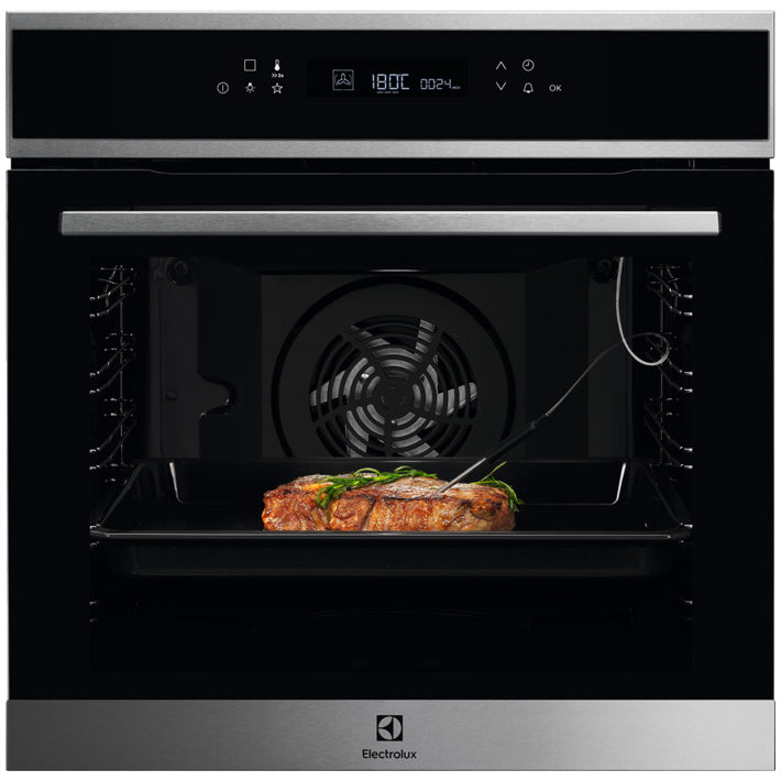 Cuptor incorporabil Electrolux COE7P31X2, Electric, 72 l, Autocuratare pirolitica, SenseCook, Food Sensor, Display LCD, Grill, Soft close, Clasa A+, Inox/Negru
