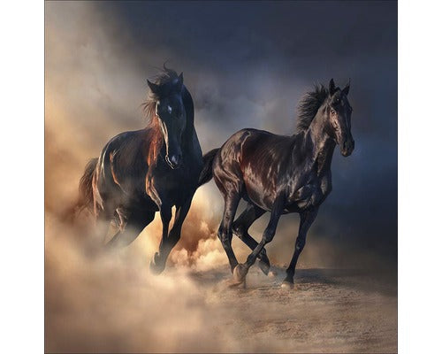 Tablou Sticla Two Running Horses 50x50 Cm