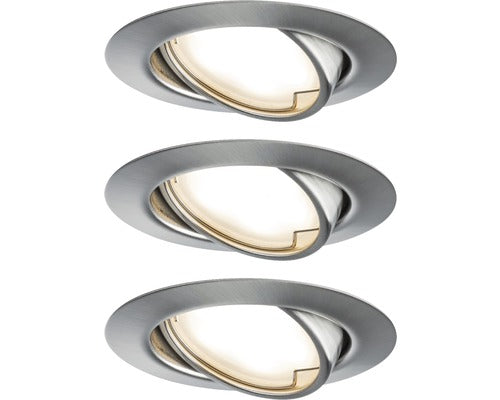 Spoturi Led Incastrate Base 5w Ø90 Mm, Module Becuri Led Coin Incluse, Nichel Mat, Pachet 3 Bucati