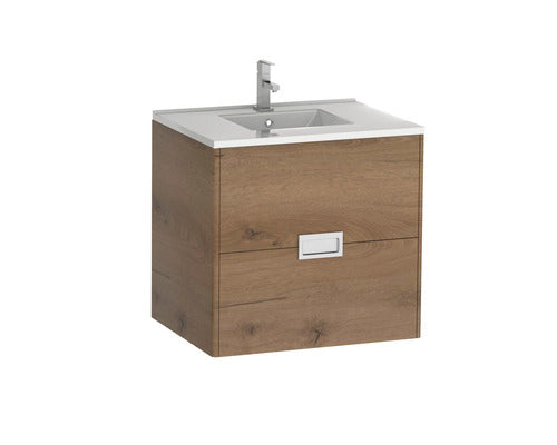 Set Cubo Baza Lavoar si Lavoar, 2 Sertare, PAL, 85 cm, Stejar Antic