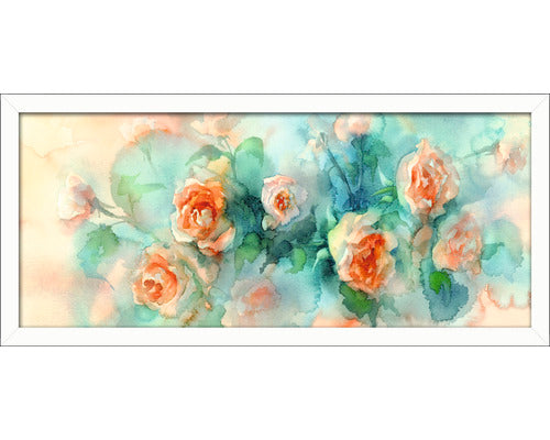 Tablou Inramat Watercolor Flowers 60x130 Cm