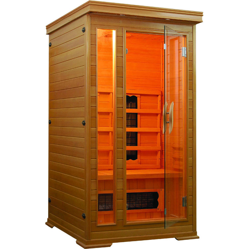Sauna cu infrarosu pentru 1 persoana, Hemlock canadian, 94 x 101 x 190 cm, 1350 W