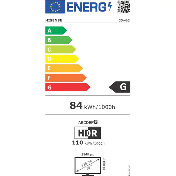 Televizor LED Smart Hisense, diagonala 138 cm, rezolutie 4K, Ultra HD, Dolby Vision HDR, DTS Virtual:X, mod Joc, ALLM, HDR, Wireless, LAN, Bluetooth