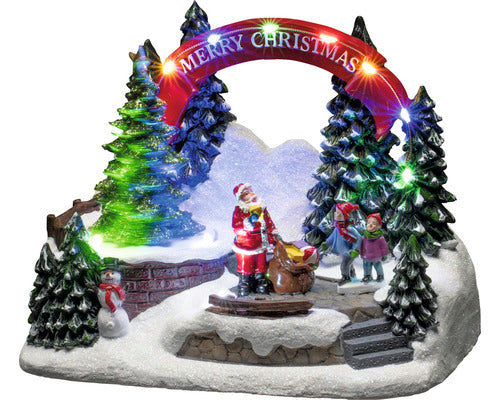 Figura Konstsmide Mos Craciun Si Copii Lumina Colorata