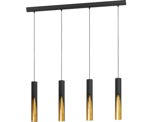 Lustra cu LED integrat Barbotto 4x4, 5W 1380 lumeni, negru/auriu