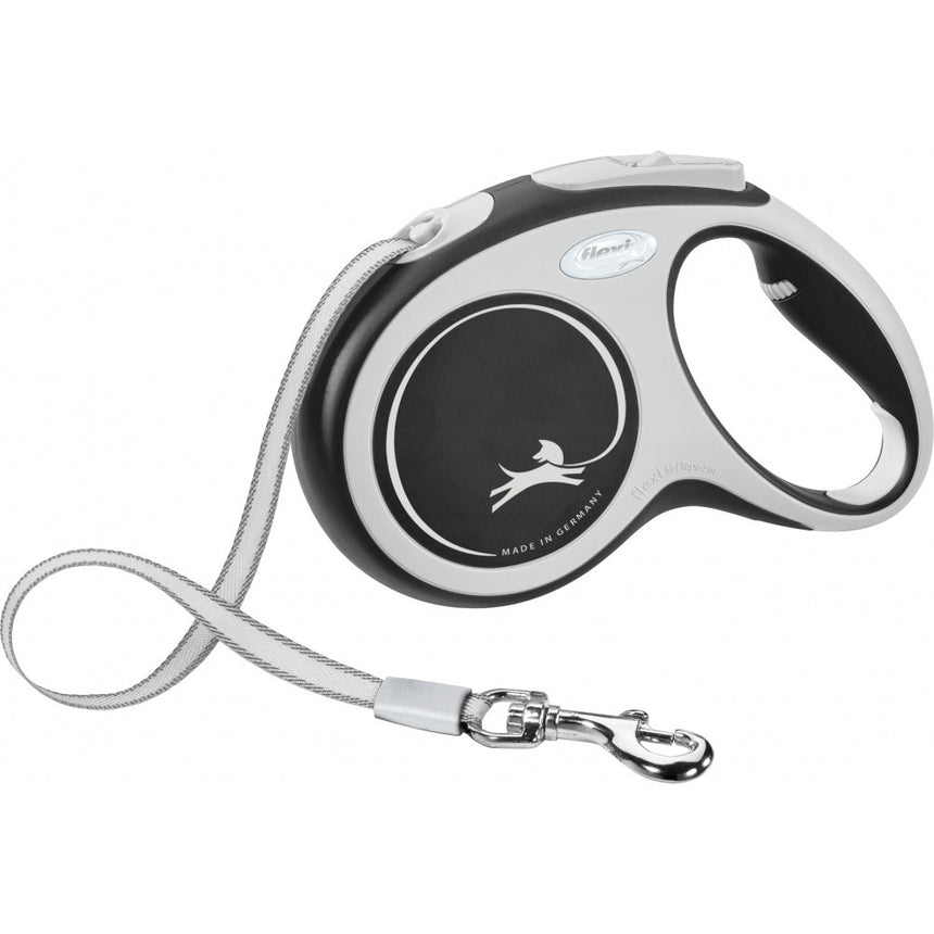 Lesa Flexi New Comfort Retractabila Banda M 5 m/ 25 kg Negru 213501