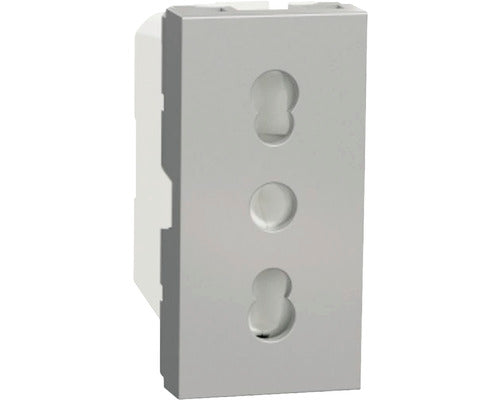 Priza Simpla Cu Impamantare Schneider Unica, Model Italian, Nuanta Aluminiu