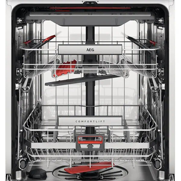 Masina de spalat vase incorporabila AEG FSE83847P, 14 seturi, 7 programe, Clasa D, Motor Inverter, Spray Zone, Comfort Lift, MaxiFlex, AirDry, QuickSelect, Brat SatelliteClean, Iluminare interioara, Time Beam, 60 cm