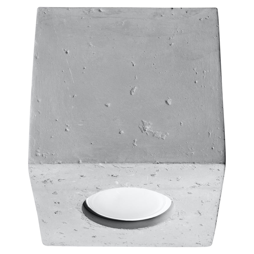 Lustra de tavan Quad gri beton 1 bec patrat industrial de interior