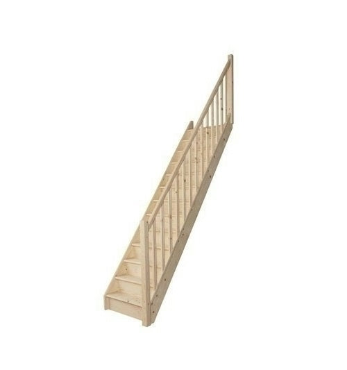 Scara Tradi Eco de interior dreapta 82x280 cm 14 pasi 13 trepte stejar cu contratrepte balustrada si 2 laterale