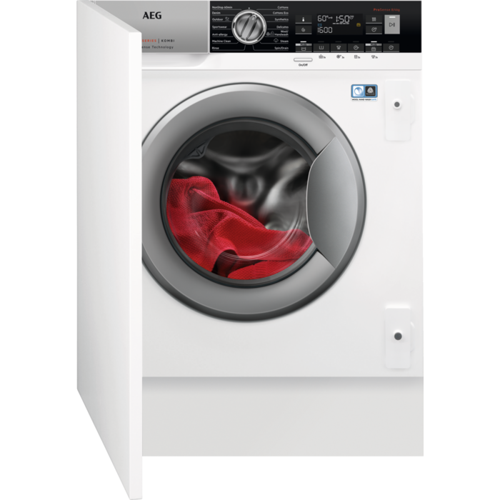 Masina de spalat rufe cu uscator incorporabila AEG L8WBE68SI, Seria 7000, Spalare 8 kg, Uscare 4 kg, 1600 RPM, Clasa D, DualSense, ProSense, Alb